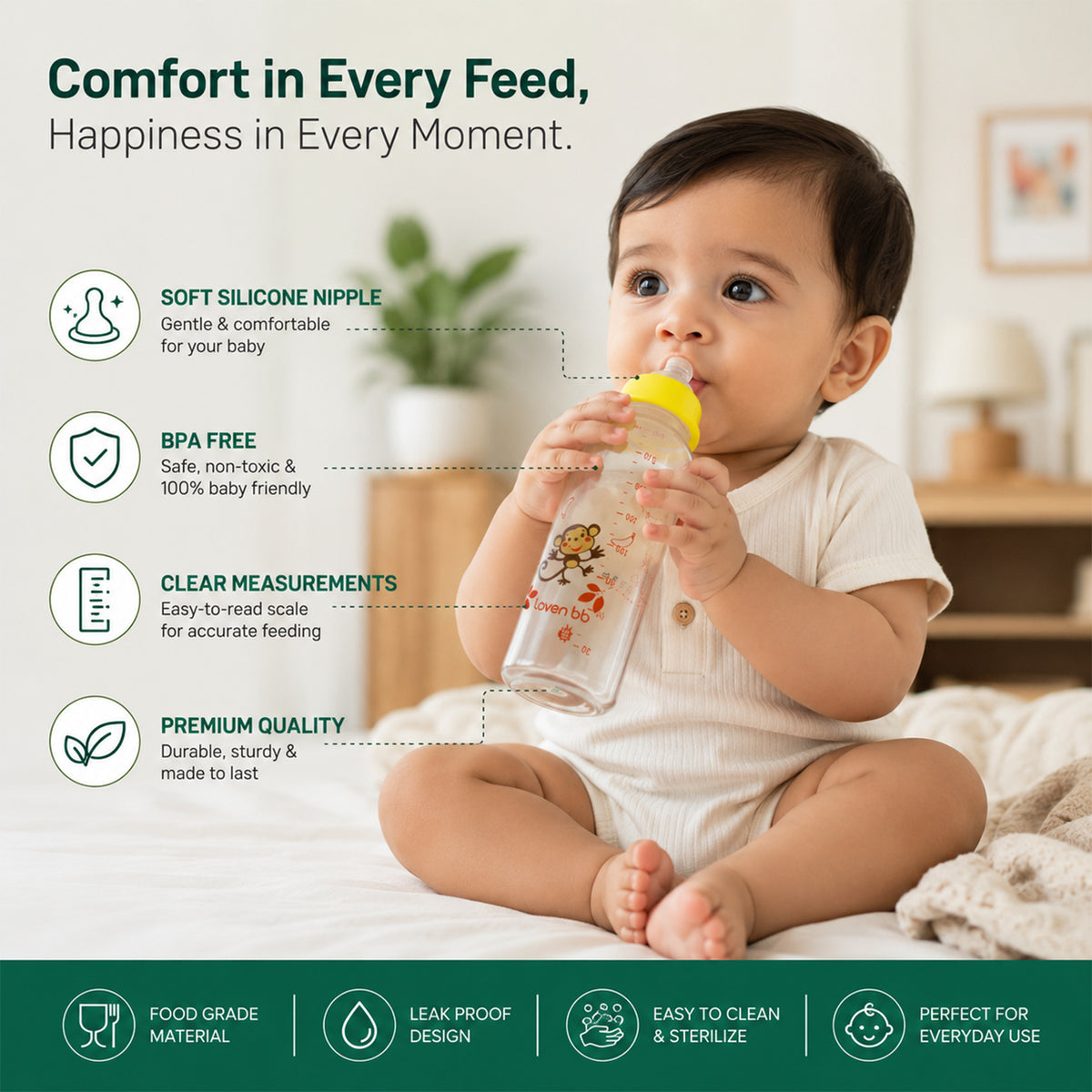 Baby feeding bottle feature details
