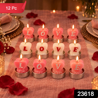 Heart shaped LOVE tealight candles - SKU photo