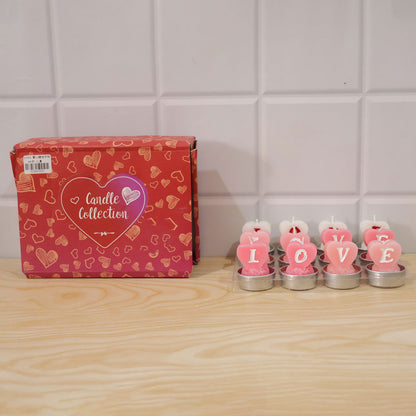 Heart shaped LOVE tealight candles - actual product and box