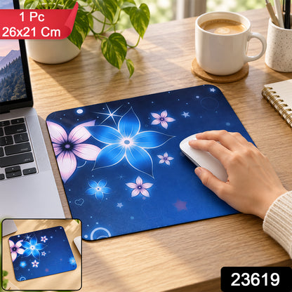 Blue floral mouse pad - SKU photo