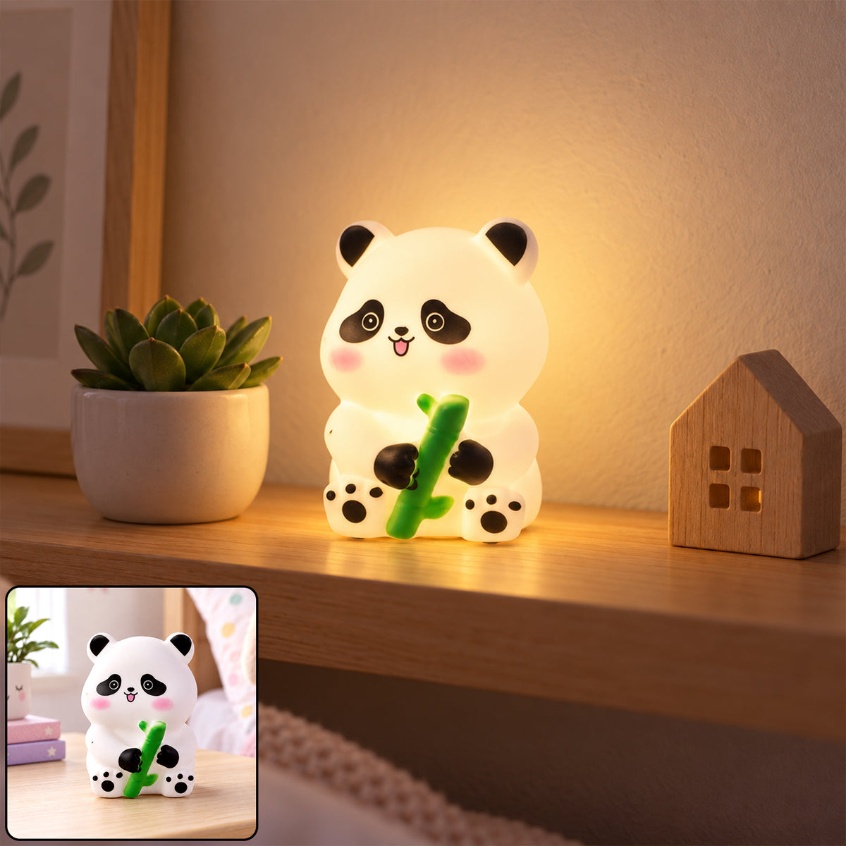 Panda hugging bamboo night lamp - view 01