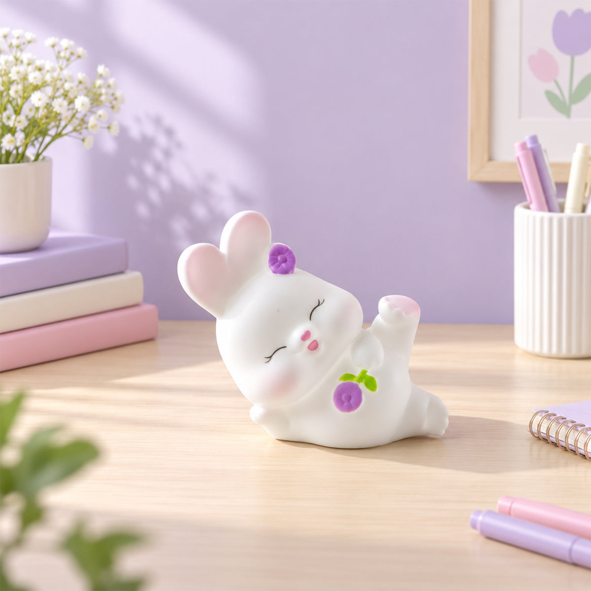 Rabbit lamp displayed on a desk