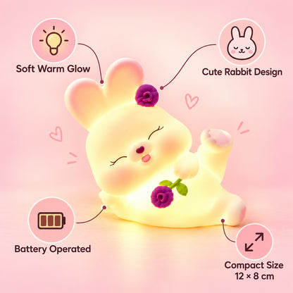 Rabbit lamp battery operation and warm glow details