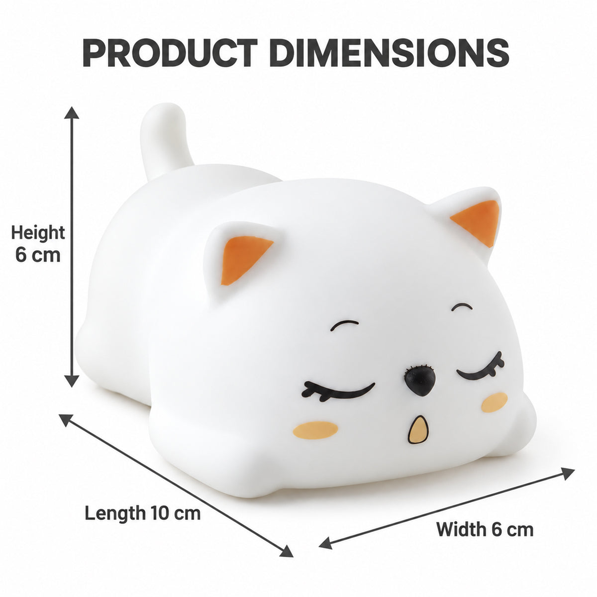 Cat lamp dimensions length 10 cm width 6 cm height 6 cm
