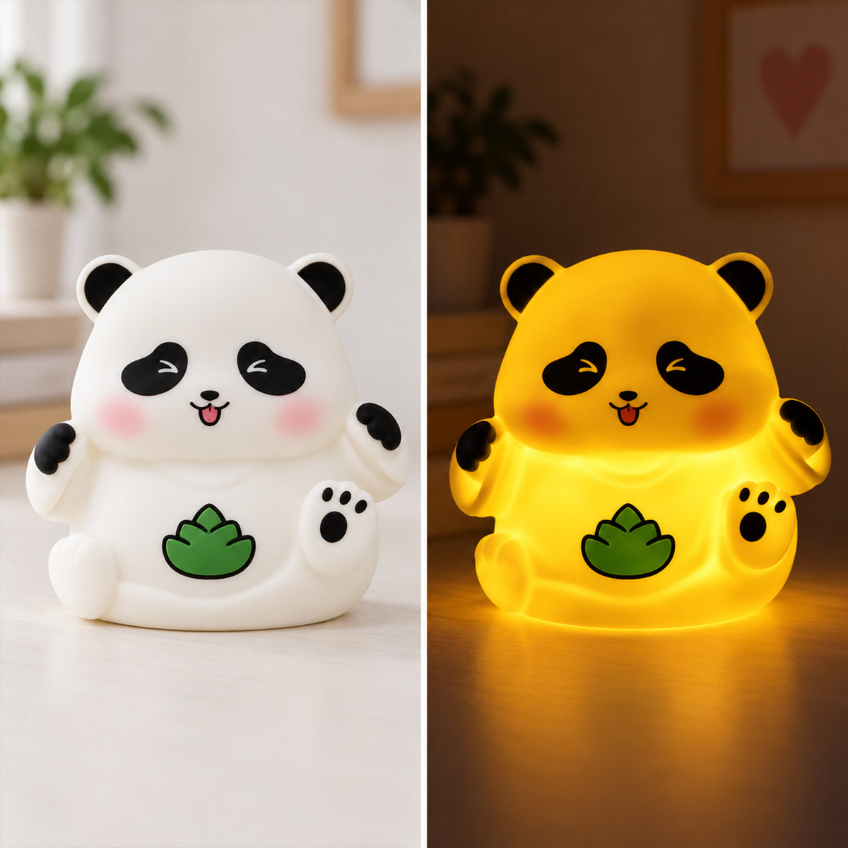 Panda lamp shown switched off and illuminated