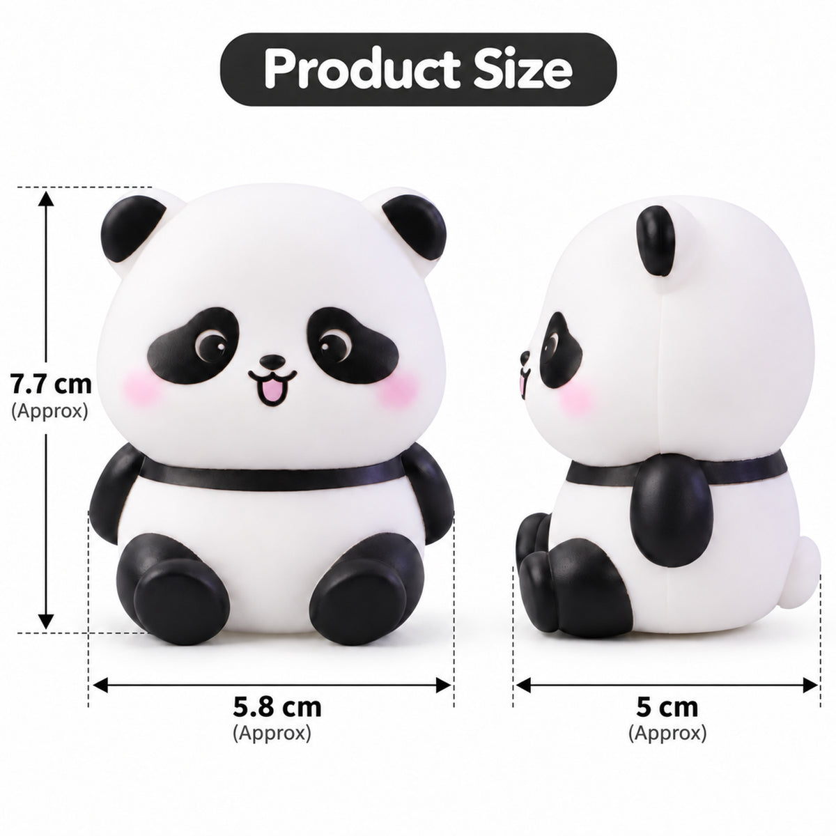 Panda night light dimensions 7.7 by 5.8 by 5 cm approximately