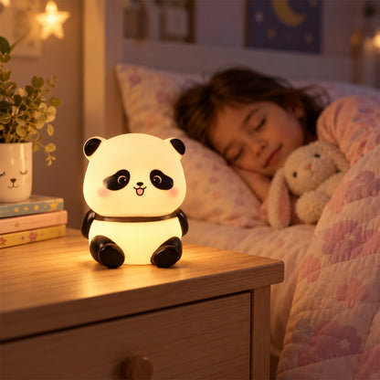 Warm glow panda LED lamp in kids bedroom