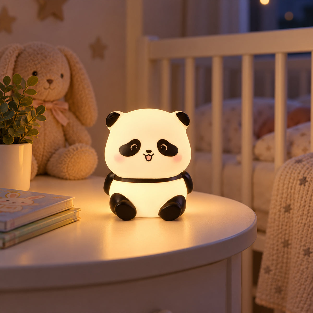 Sitting panda LED night light for nursery