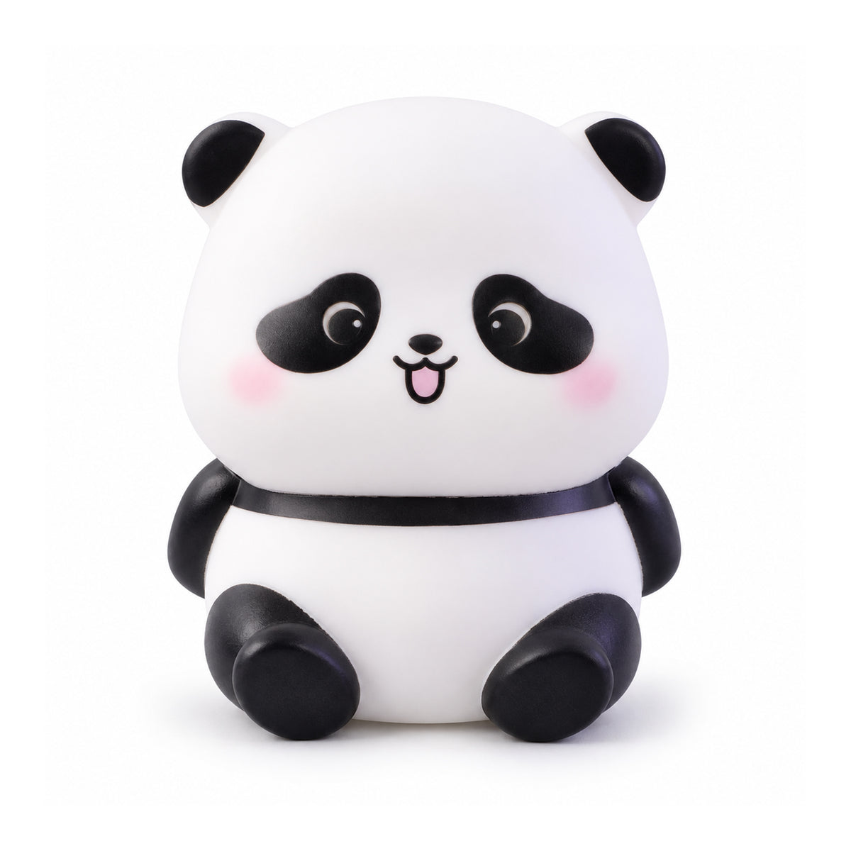 Sitting panda LED night light on white background