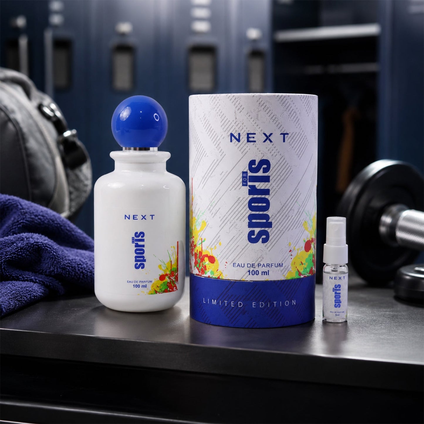 Sports perfume spray in use