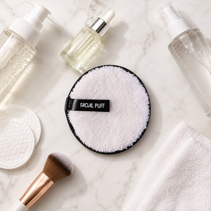 White background showing reusable facial cleansing sponge