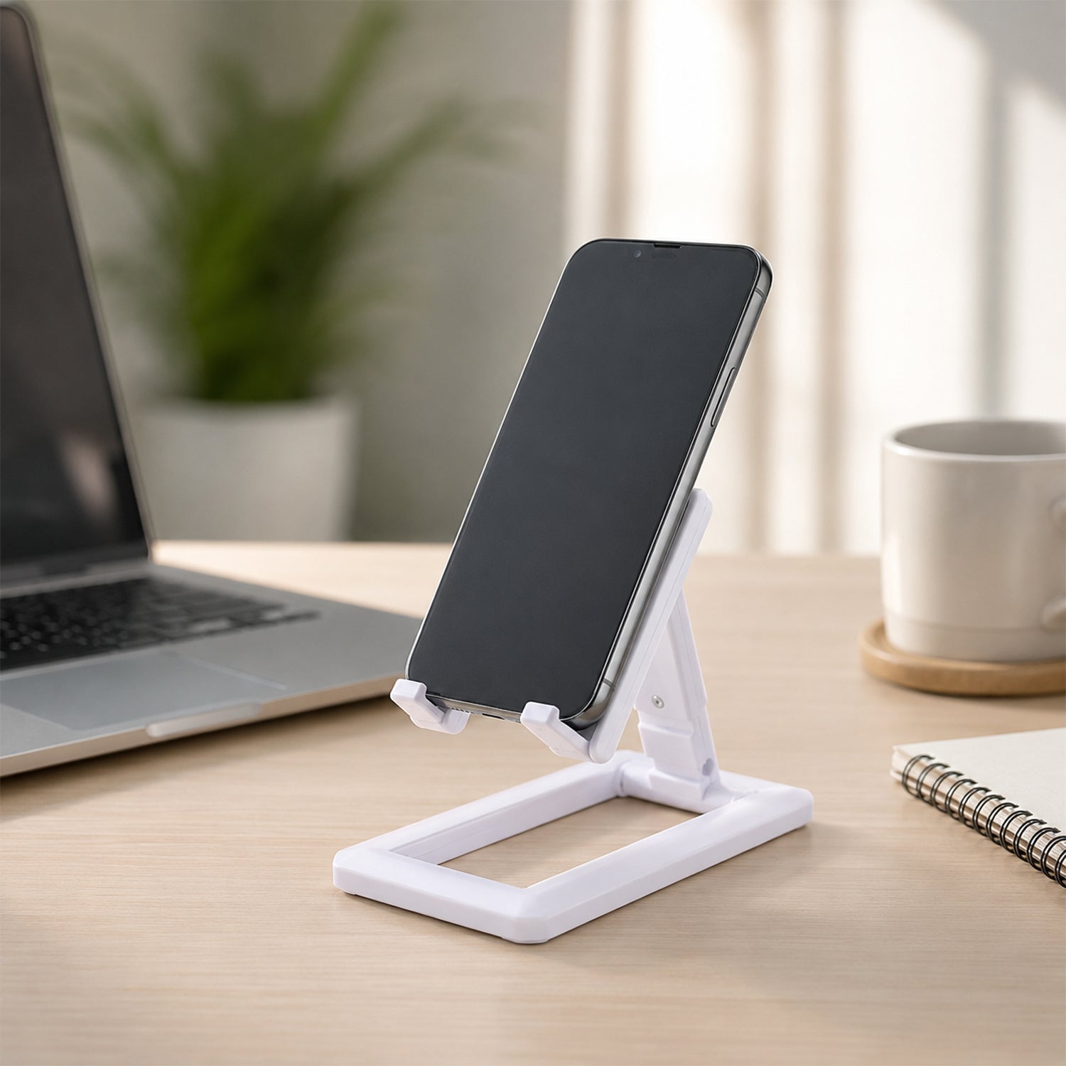 Foldable Plastic Mobile Phone Holder Stand Adjustable Desk Stand for Office (1 Pc)