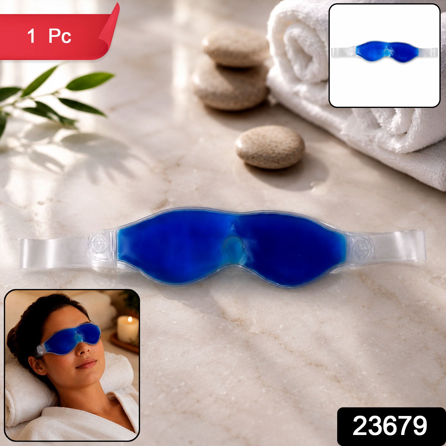 Small Blue Eye Mask Cooling Gel Mask for Relaxation Puffy Eyes Relief (1 Pc)