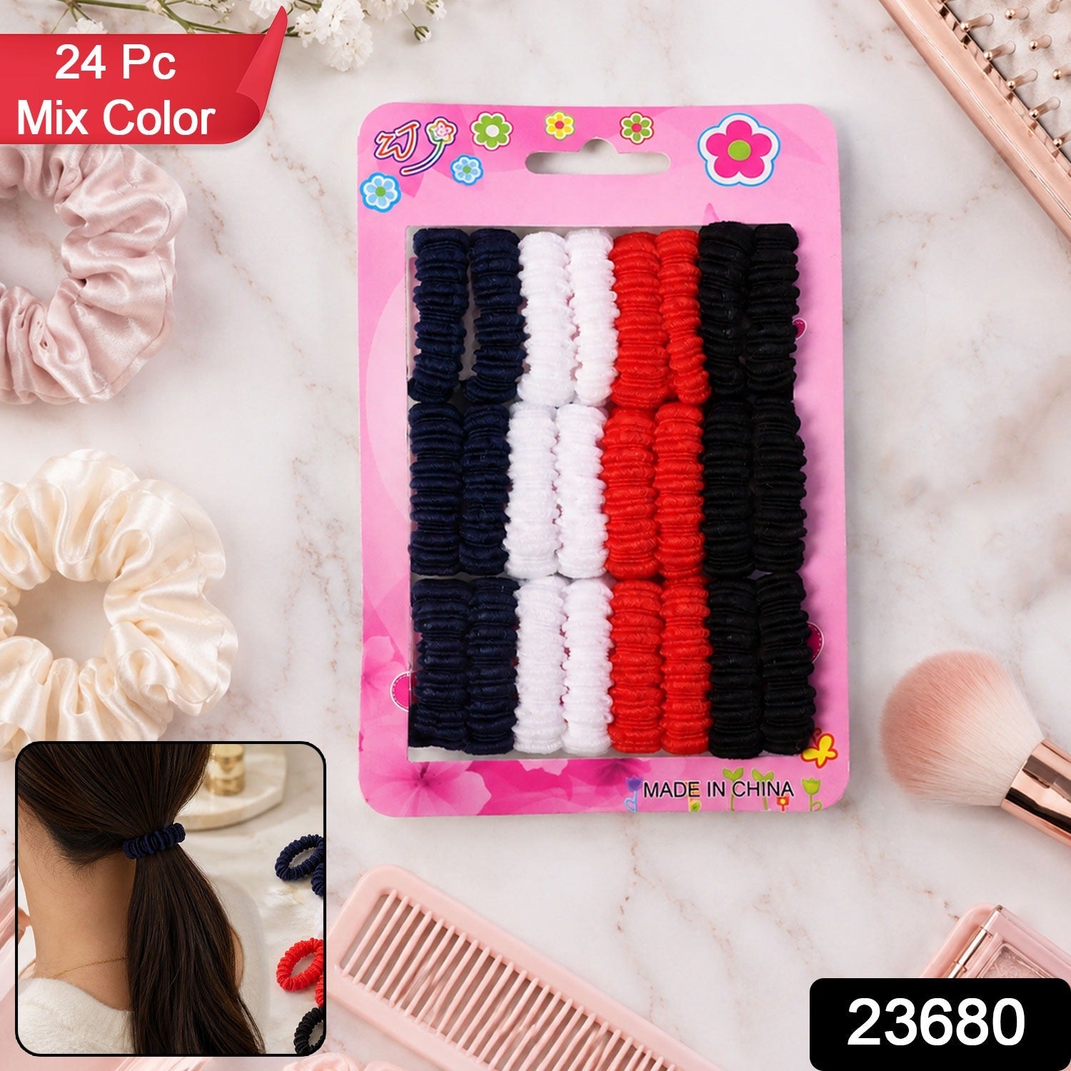 Mix Color Soft Elastic Hairband Set Stretchable Hair Bands for Women Girls (1 Set)