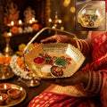 Golden Kumkum Kankavati Basket – Elegant Ritual Organizer