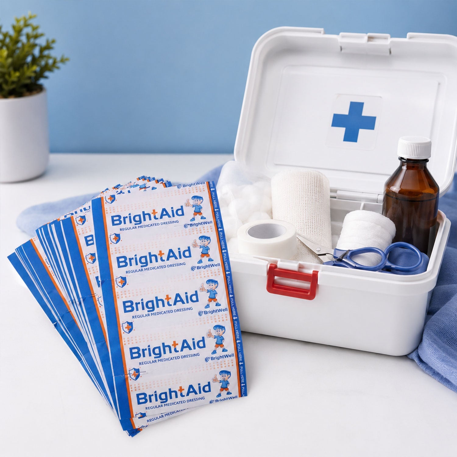 BrightAid Regular Adhesive Bandages Medicated Wound Dressing Strips (100 Pc)