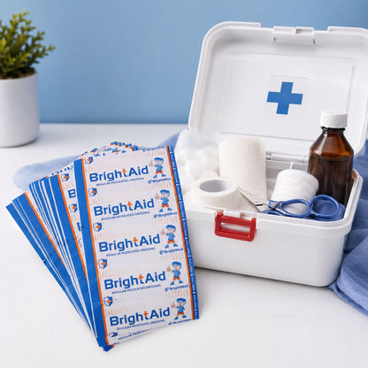 BrightAid Regular Adhesive Bandages Medicated Wound Dressing Strips (100 Pc)