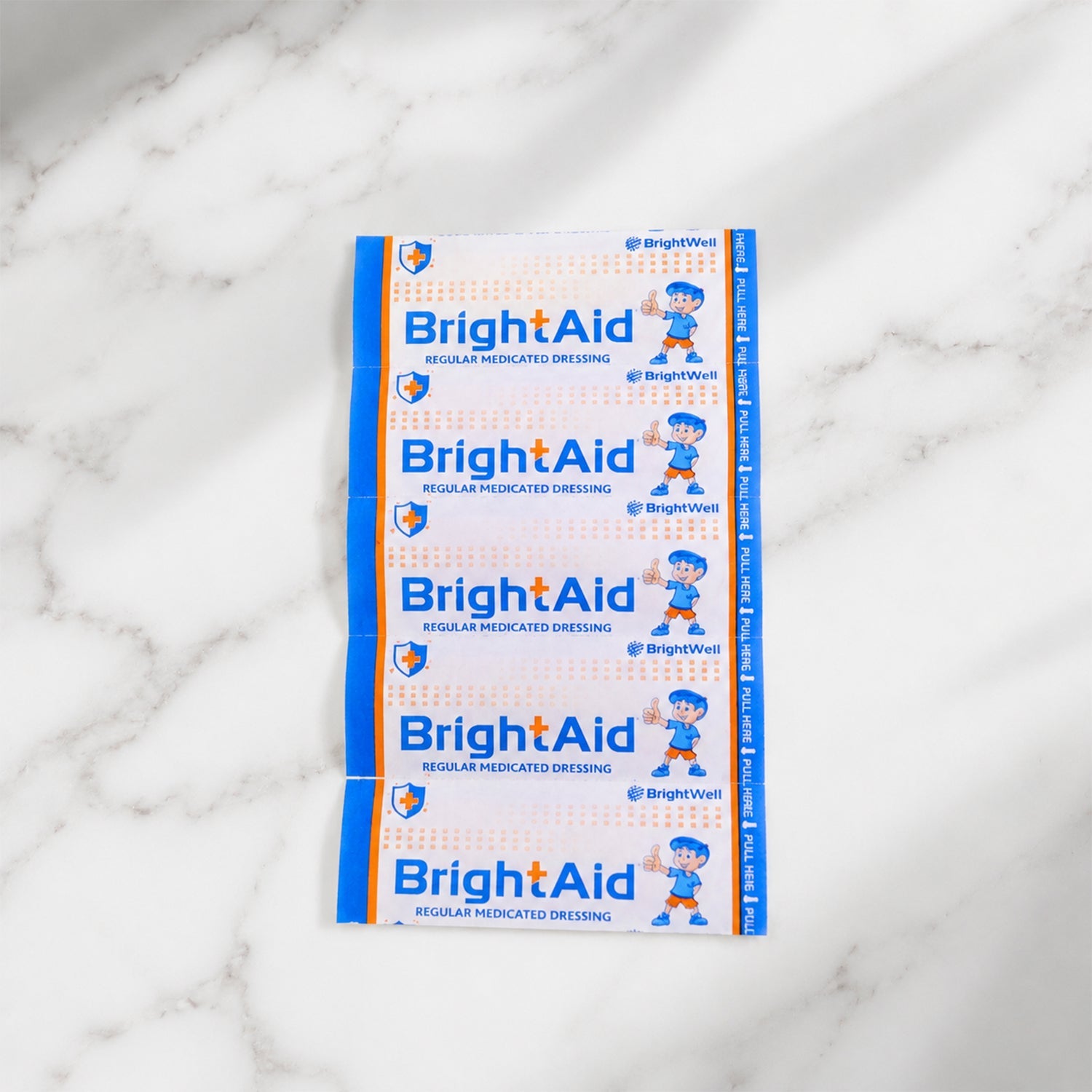 BrightAid medicated dressing strips in a protective wrapper.