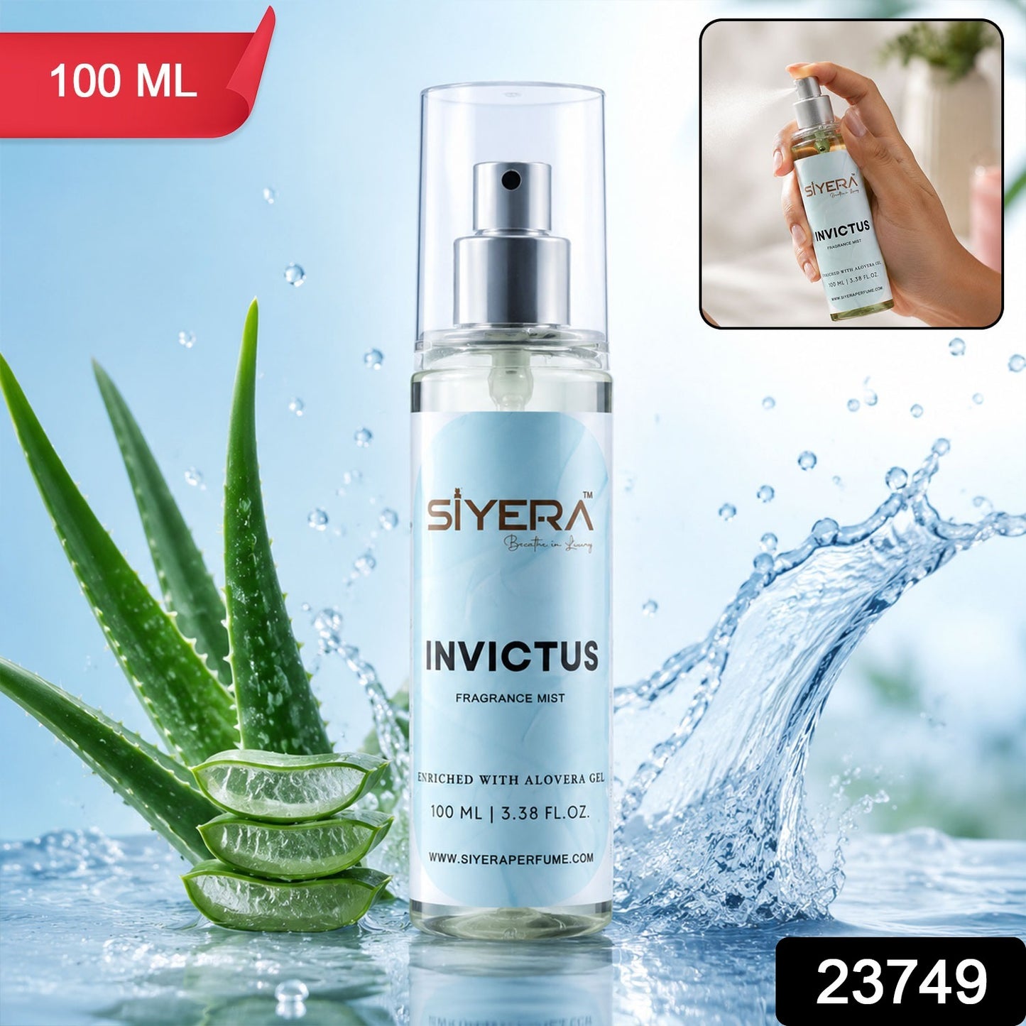 Siyera Invictus Fragrance Mist Body Spray Enriched with Aloe Vera Gel (100 ml)