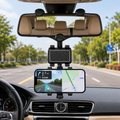 360 Degree Car Rear View Mirror Mobile Phone Holder – Adjustable & Secure Fit