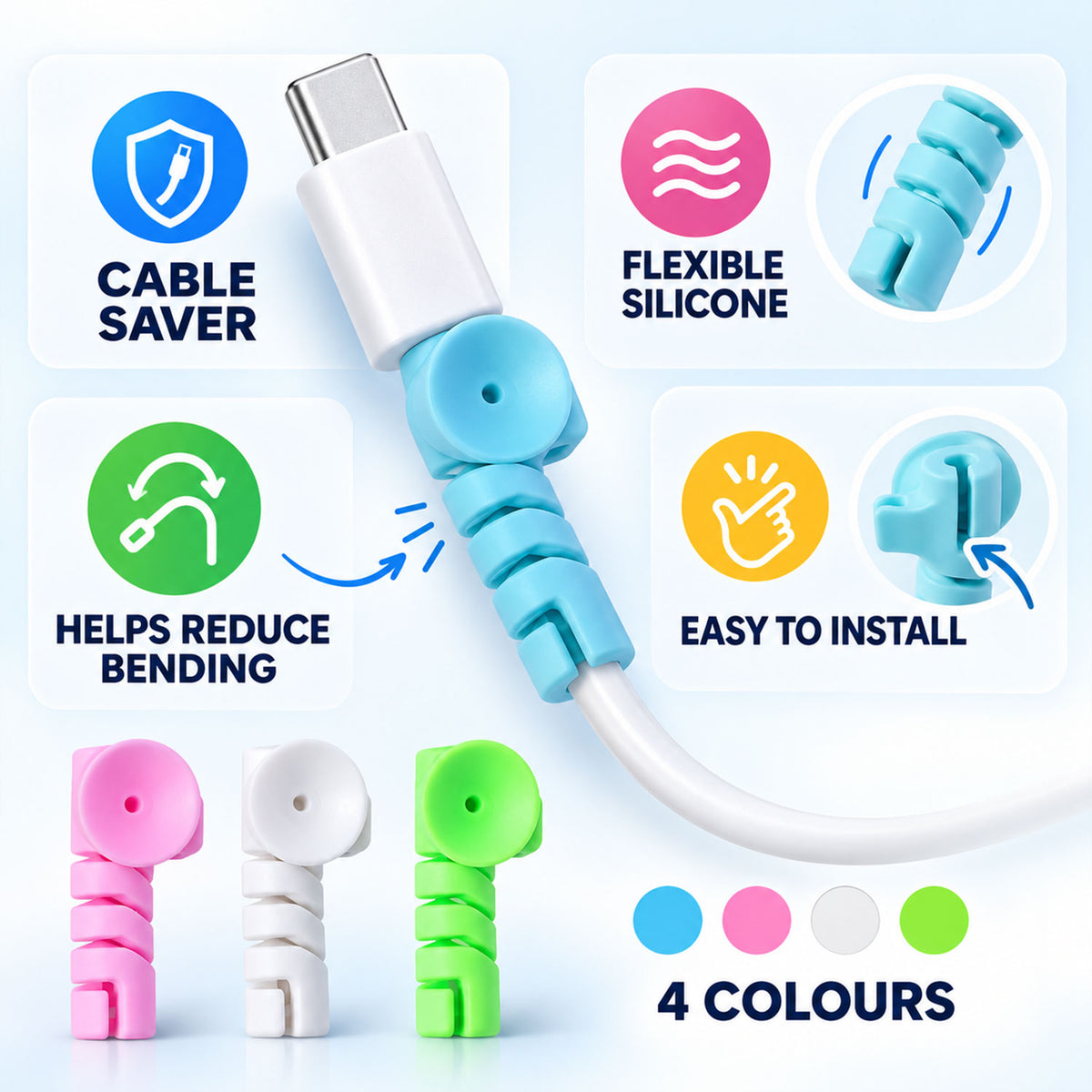 Spiral silicone cable protector sleeve set - view 7