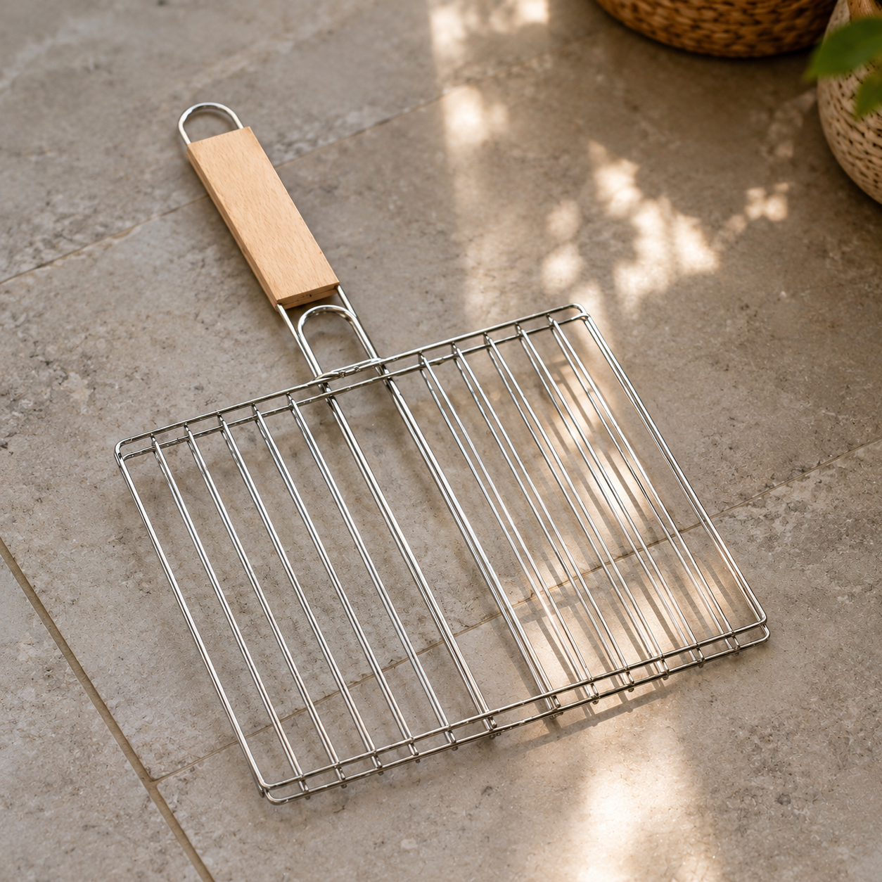 Barbecue Grill – Foldable, Non-Stick with Wooden Handle | CookAura