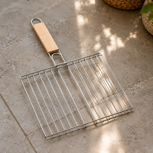 Barbecue Grill – Foldable, Non-Stick with Wooden Handle | CookAura