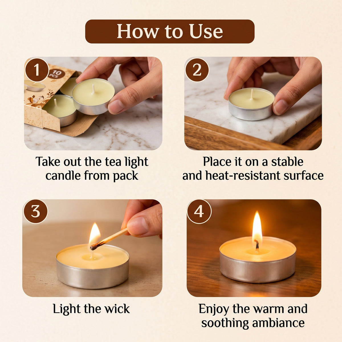 Decorative wax tea light candles 07