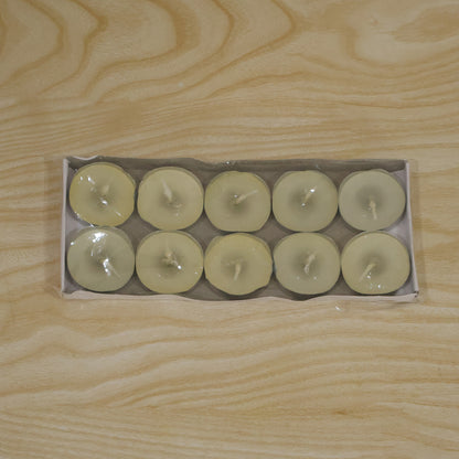 Decorative wax tea light candles actual set of ten candles