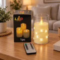 Flameless LED Candle with Remote and Light Wire for Home Table Decor (1 Pc)