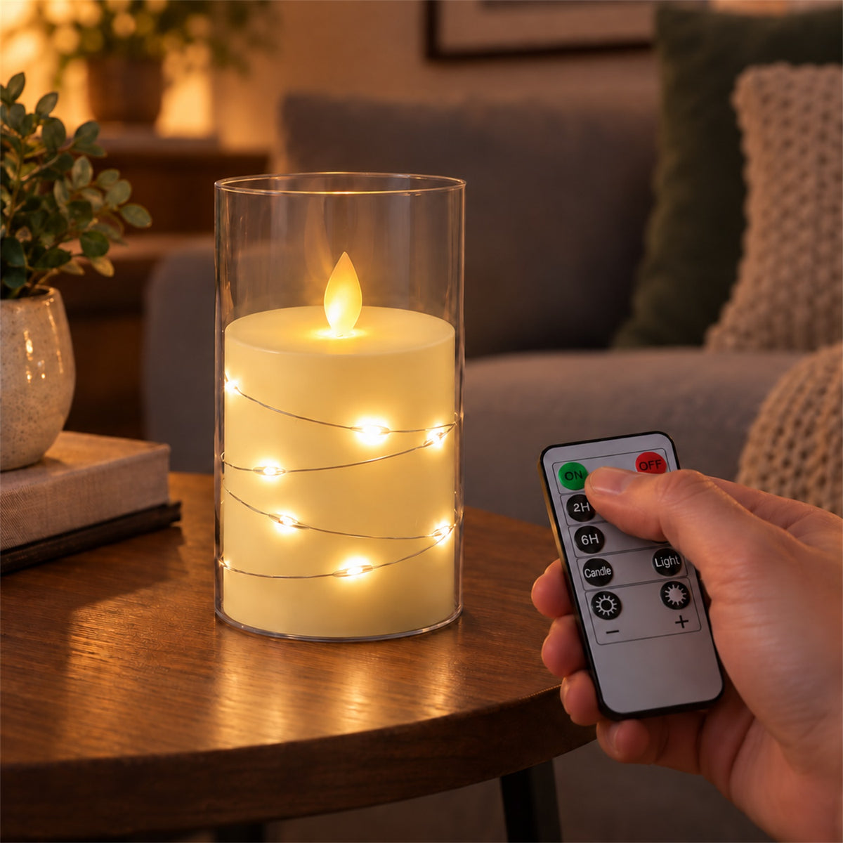 Decorative flameless LED candle with light wire and remote 02