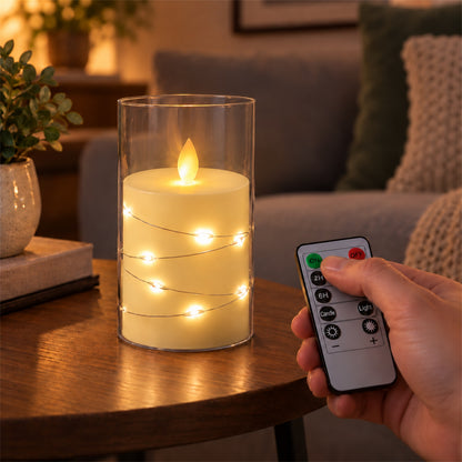 Decorative flameless LED candle with light wire and remote 02