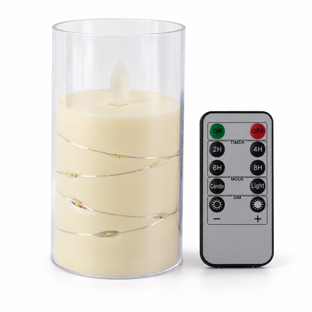 Decorative flameless LED candle with light wire and remote 04