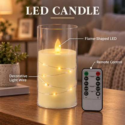 Decorative flameless LED candle with light wire and remote 05