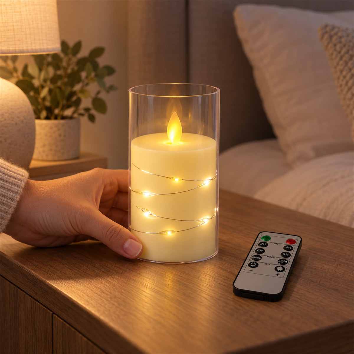 Decorative flameless LED candle with light wire and remote 07
