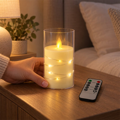 Decorative flameless LED candle with light wire and remote 07