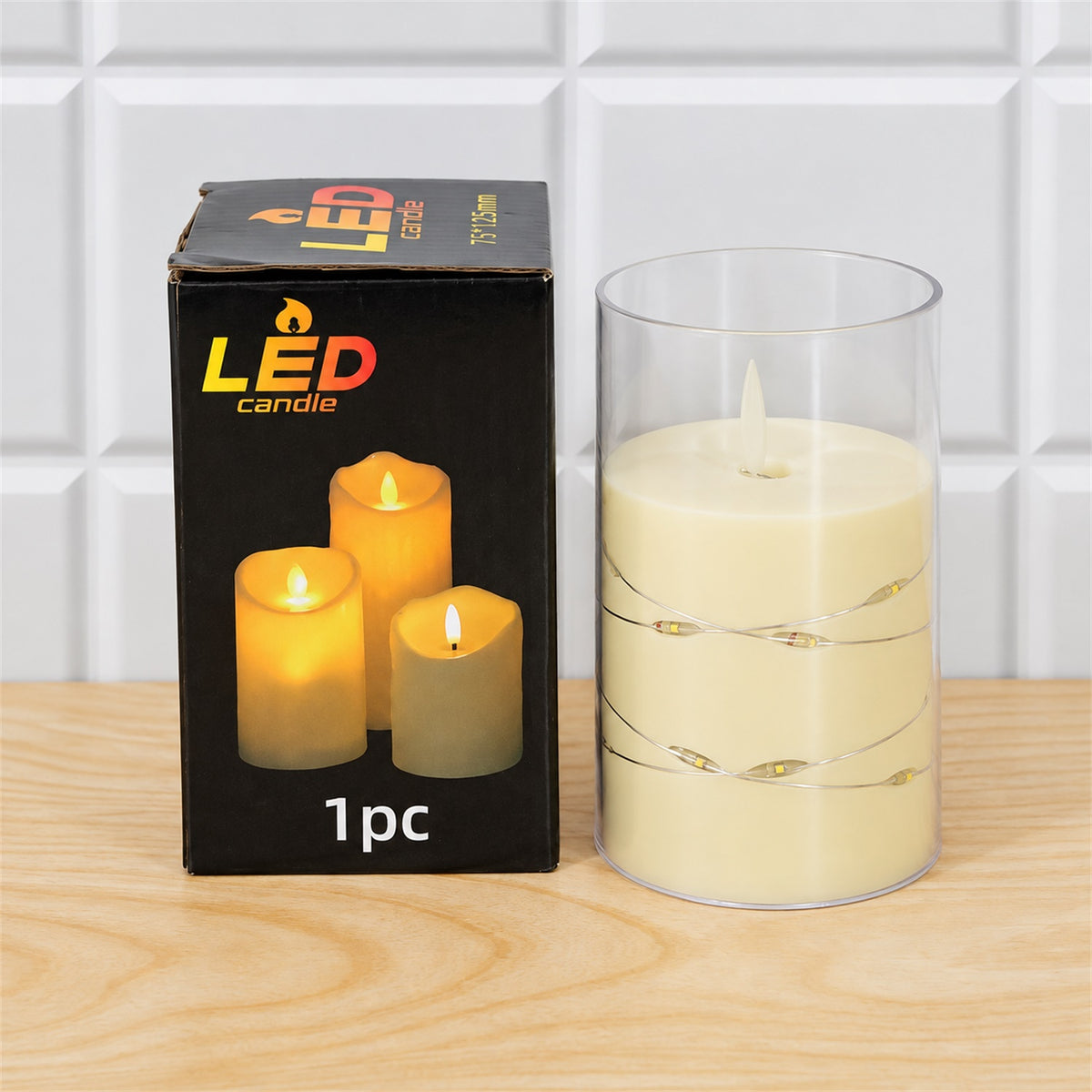 Decorative flameless LED candle with light wire and remote actual product