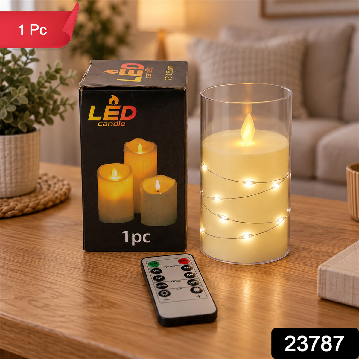 Decorative flameless LED candle with light wire and remote 1 Pc label