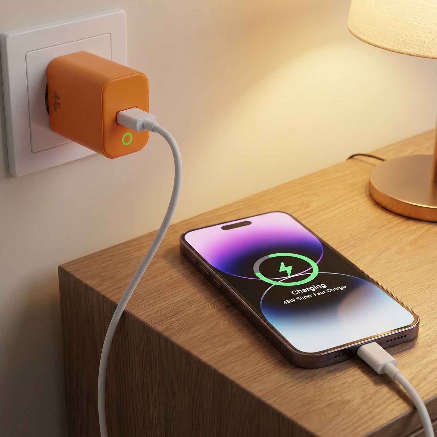 45W super fast wall charger charging phone