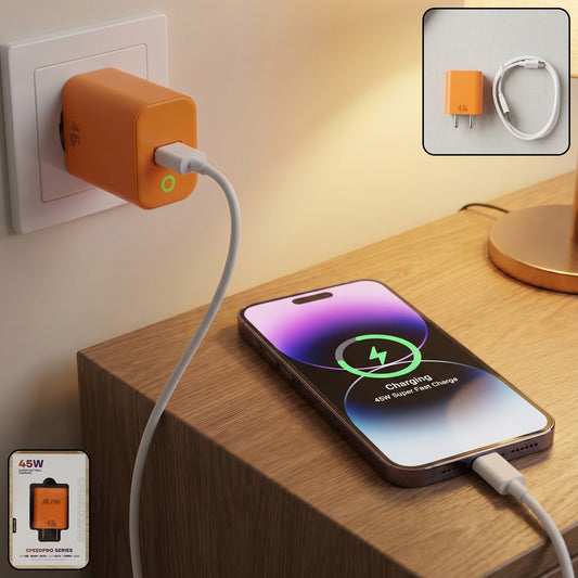 45W Super Fast Wall Charger with Type C Cable (1 Set)