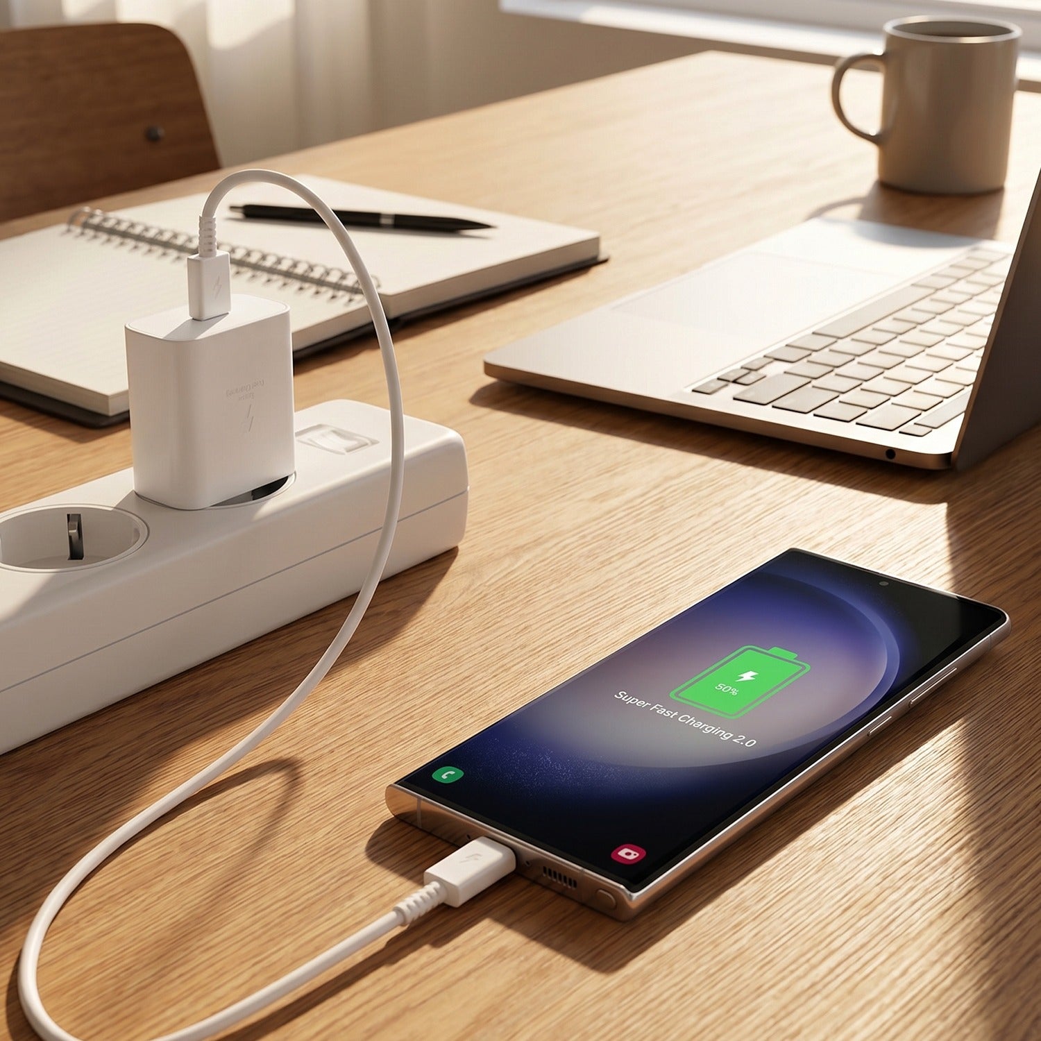 65W power adapter charging phone with Type C cable
