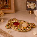 Golden Kumkum Kankavati Holder – Elegant Pooja Organiser