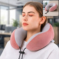 U Shaped Travel Neck Pillow with Adjustable Closure for Comfortable Trips (1 Pc)
