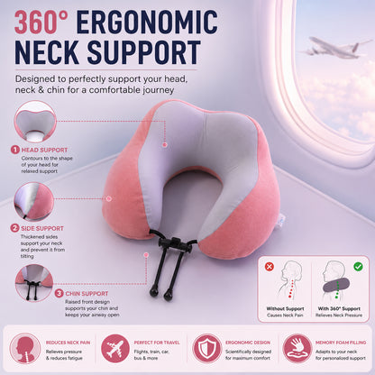 Ergonomic U shaped neck support pillow