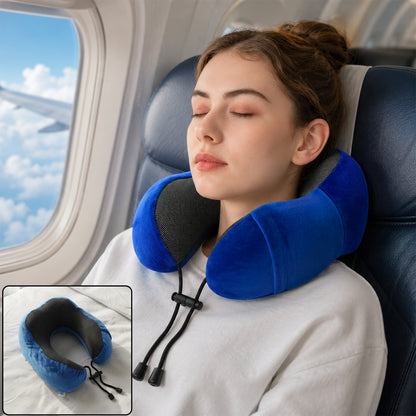 U shaped travel neck pillow in use