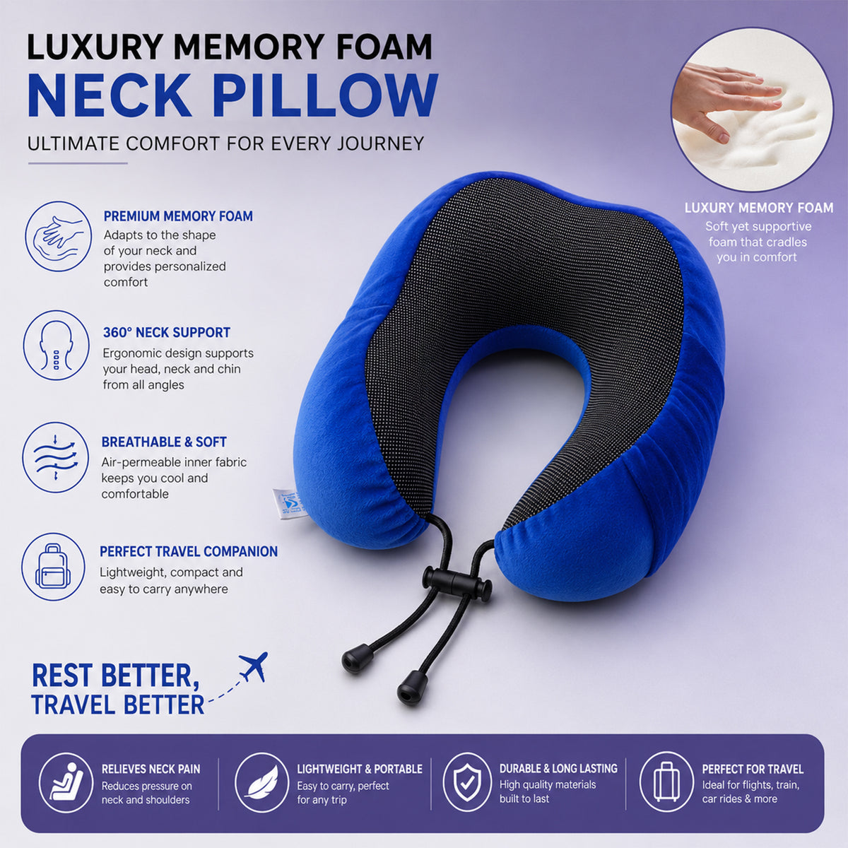 Portable neck pillow for seated rest