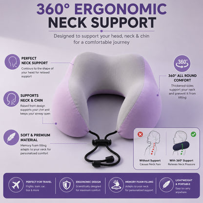 Ergonomic U shaped travel pillow