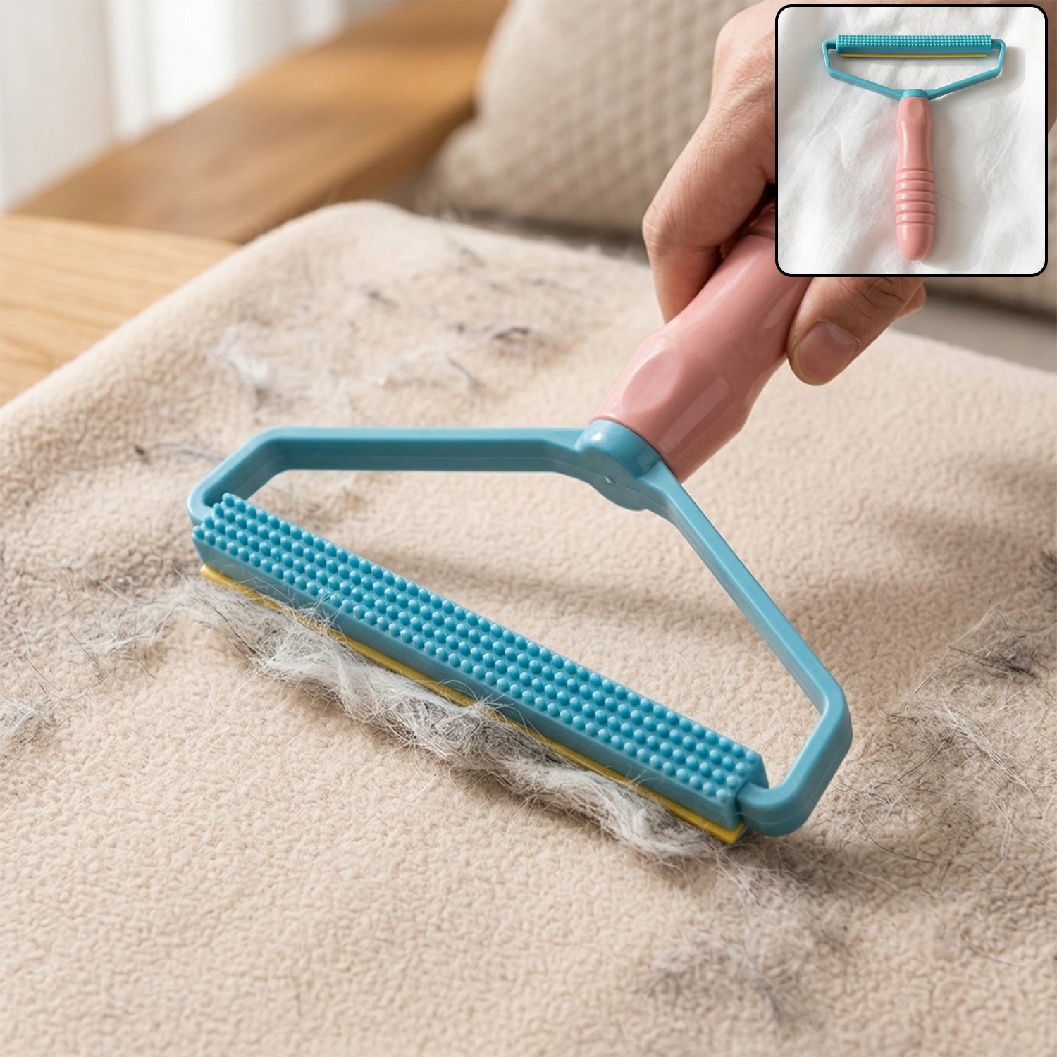 2-in-1 pet hair and lint remover cleaning fabric