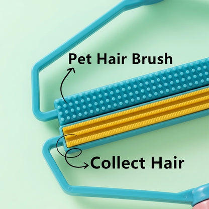Dual-surface pet hair brush and lint collecting roller