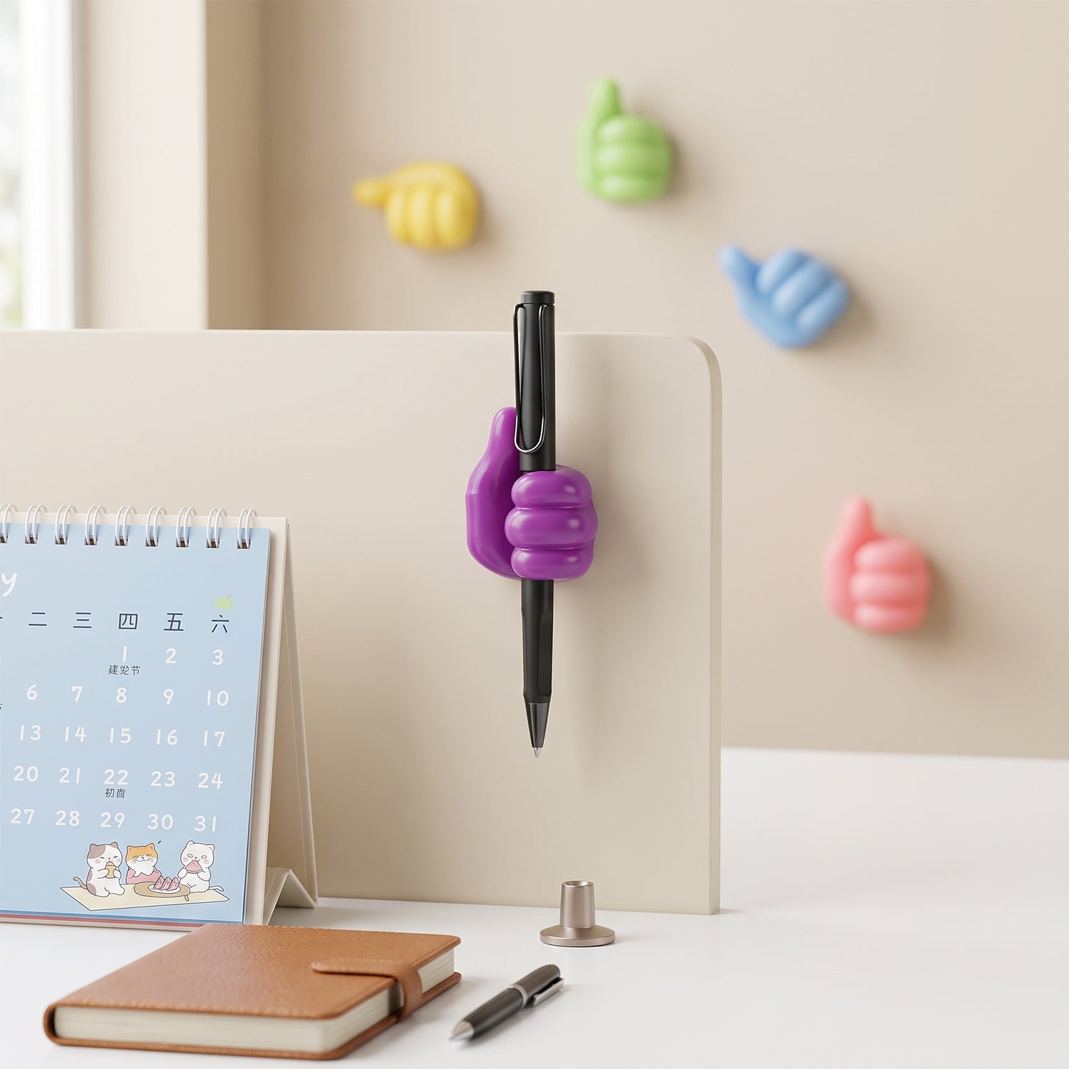 Thumb clips organising pen and accessories